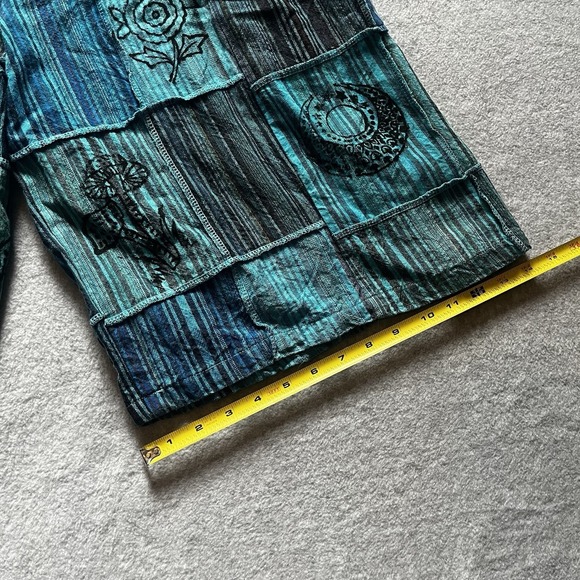 NWT Ananta Romper  Women's L/XL Patchwork Teal Blue Black Pockets Boho Hippie - Picture 14 of 16